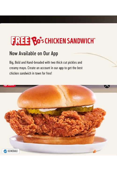 FREE Bojangles Chicken Sandwich in App! - FreeBFinder.com